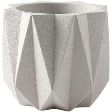 Imagem de Vaso de plantas suculentas ao ar livre cacto recipiente de cimento vaso de flores moderno simples vaso de flores carne concreto (branco 13 cm x 11,5 cm)