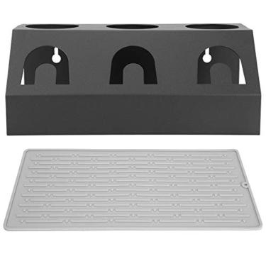 Imagem de Rack de Secagem Garrafas com 3 Buracos para Casa Suporte Copo Drenador Almofada Silicone Universal Sodastream Premium Aluminum Wear - Organização Balc