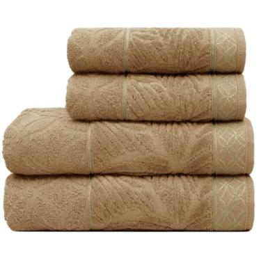 Imagem de Kit 4 Toalhas 100% Algodão – 2 Banho Grandes + 2 Rosto Absorventes, Macias e Felpudas para Uso Diário (Mascavo | Mascavo)