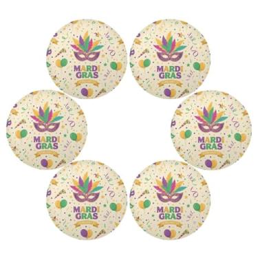 Imagem de Wassud Jogo americano conjunto de 6 tapetes de mesa redondos de festa para cozinha e jantar tapetes laváveis resistentes ao calor para decoração de mesa 39 cm