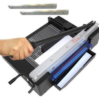 Imagem de pcagfaajmh Cortador de papel resistente com 2 lâminas, capacidade de 400 folhas, aparador A4 comercial 4 cm/4 cm de espessura de corte | Fatiador ajustável de vários tamanhos para escritório, escola