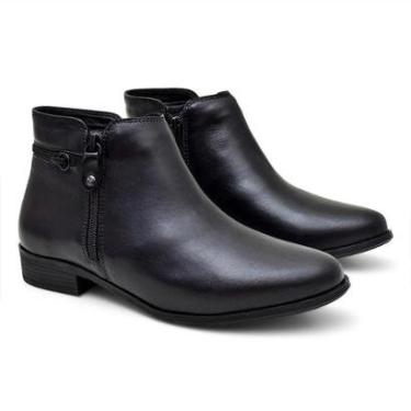 Imagem de Bota Casual Feminina Couro Com Zíper Cano Baixo Confortável-Feminino