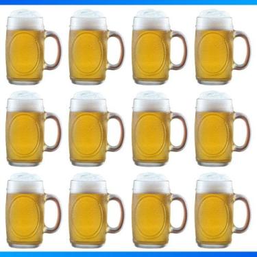 Imagem de Kit Com 12 Canecas Chopp Vidro Copos Cerveja 360ml Cor Transparente Li