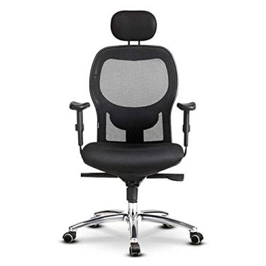Imagem de Cadeira de escritório ergonômica ajustável de malha completa giratória com apoio de braço para cabeça preta