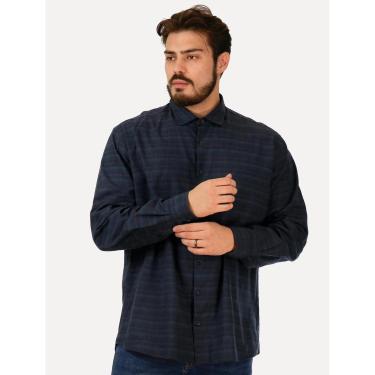 Imagem de Camisa Dudalina Masculina Comfort Linen Blend Azul Marinho-Masculino
