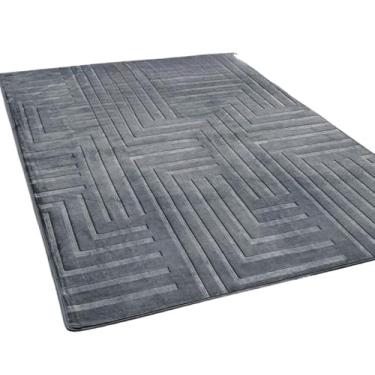 Imagem de Tapete Super Luxuoso para Sala e Quarto, Antiderrapante, 1,00x1,40m, Veludo Macio e Elegante (Itália cinza (p))