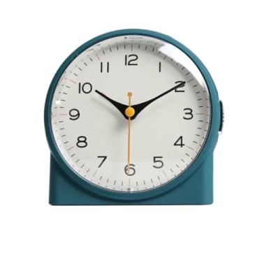 Imagem de Relógio pequeno silencioso alto de 10 cm, sem tique-taque, com luz noturna, soneca e funções para decoração (azul)