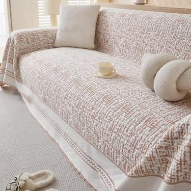 Imagem de Capa de sofá antiderrapante, cobertor de lençol de sofá, protetor de decoração de móveis, adequado para peles, capas laváveis na máquina para uso diário, decoração de sala de estar - marrom||180 x 460