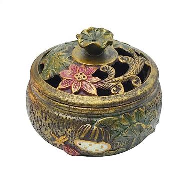 Imagem de Suporte vintage com estampa de lótus para uso interno, incenso para decoração de casa, pequeno suporte para meditação