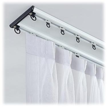 Imagem de Cortina de teto ultrafina de liga de alumínio – haste divisória de ambiente, ajustável de 70 a 600 cm, trilho duplo para cortinas e cortinas, comprimento de 440 cm, fácil instalação