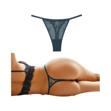 Imagem de Calcinha Sexy Feminina De Cintura Baixa Em Tule, Cor Sólida, T-back, T