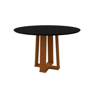 Imagem de Mesa de Jantar Redonda com Tampo de Vidro Isabela Preta e Ype 117 cm -