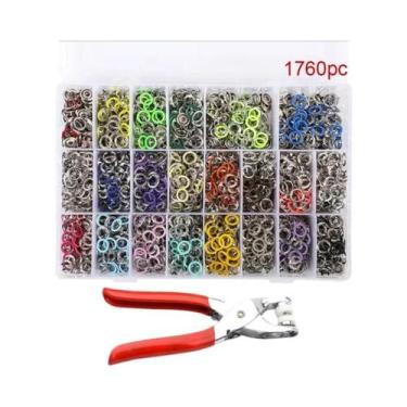 Imagem de Conjunto De Botões De Pressão Metálicos Com Alicate Para Roupas, Costu