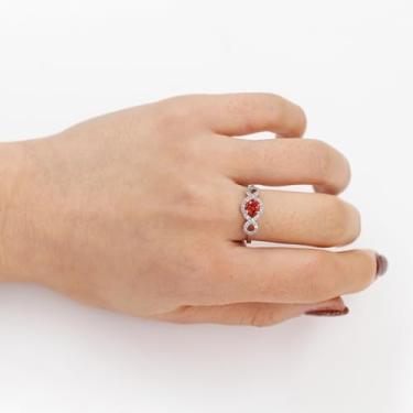 Imagem de Anel com símbolo do infinito para mulheres, joia de pedra preciosa da paixão, aliança de amor suave, pedra laranja brilhante, presente aconchegante e romântico para casais YC6746 Tamanho 6-9, Latão