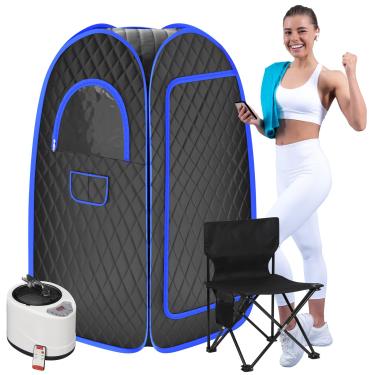 Imagem de Huimpet Sauna a vapor portátil, caixa de sauna pessoal de grande capacidade de 3L para casa, sauna dobrável de corpo inteiro, barraca de spa, sauna doméstica com vaporizador de 1000 W, controle remoto