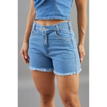 Imagem de Shorts Jeans Mom Barra Fio Feminina Cintura Alta Dialogo-Feminino