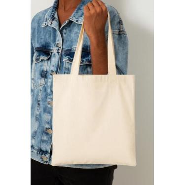 Imagem de Kit com 5 Sacolas Ecobag 40x40cm lisa - 100% algodão cru - T2Click, Ki