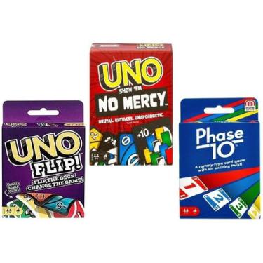 Imagem de Pacote Combo de Jogos de Cartas Mattel: Uno No Mercy Flip Phase 10