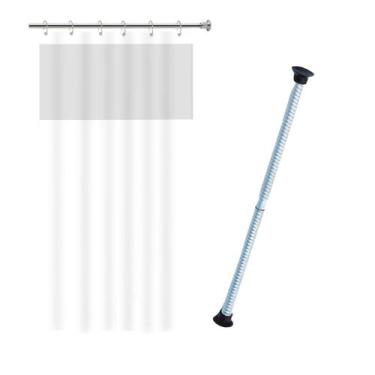Imagem de Kit Cortina Box Banheiro Antimofo + Varão Suporte De Cortina - Vida Pr