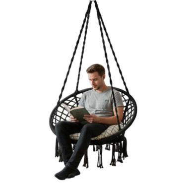 Imagem de Cadeira Rede Balanço Almofada Confortavel Descanso Leitura Teto Varanda Casa Quintal Jardim Sacada Decoraçao