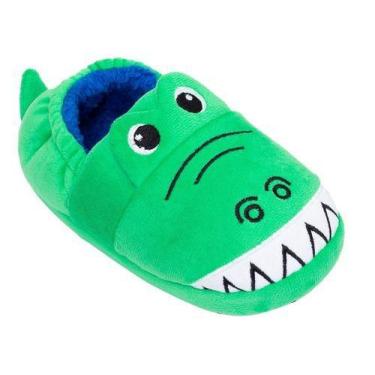 Imagem de Pantufa Infantil Antiderrapante Menino Jacaré Bebe Pimpolho, Verde, 30