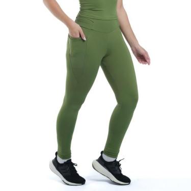 Imagem de Calça Legging Feminina My Fitness Cós 360 Army Green  Marcio May Sport
