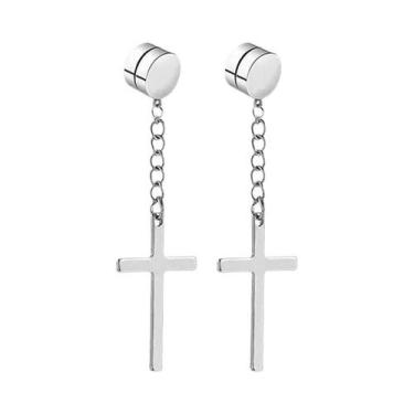 Imagem de Brincos De Clipe Com Pingente De Cruz Da Moda, Sem Furo, Para Homens E