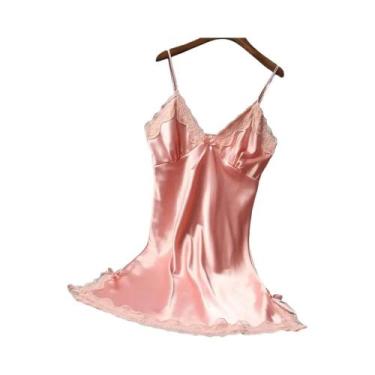 Imagem de Camisola Sexy De Renda Com Detalhes Em Seda Para Mulheres, Lingerie, R