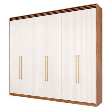 Imagem de Guarda Roupa Carolina 6 Portas com Espelho Interno MDF - Panan, Cinamo