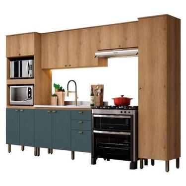 Imagem de Cozinha Modulada Finesse Composição 18 Capuccino Azul - Thb - THB MÓVE
