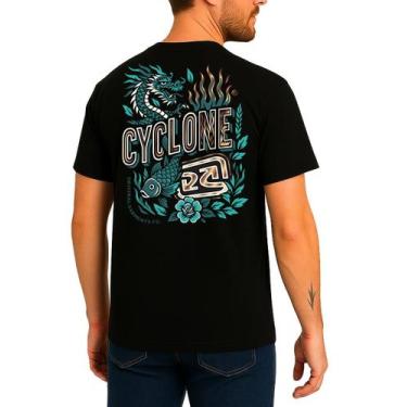 Imagem de Camisa Cyclone Flowers Dragon Metal, Preto, M
