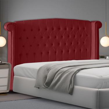 Imagem de Cabeceira Toquio Casal Queen Para Cama Box Suede Vermelho Do Lar Móveis e Decoração