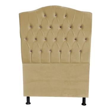 Imagem de Cabeceira para Cama Box Solteiro Princesa Suede Botão Strass 90 cm Bege Do Lar Móveis e...