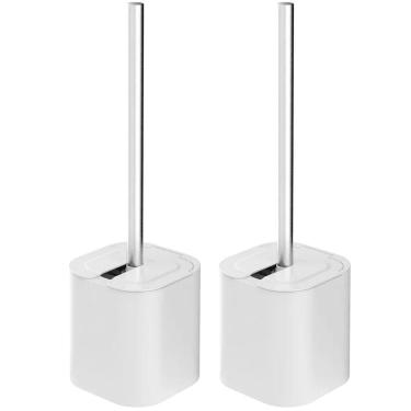 Imagem de Conjunto 2 Escovas Sanitárias com Suportes para Banheiro Lavabo Polipropileno Dual OU Branco