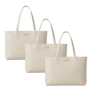 Imagem de Bolsa Feminina Sacola Grande Kit Com 3 Peças Universitária De Ombro - 