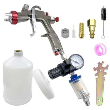 Imagem de YSIL Pistola De Pintura Automotiva Lvlp R500, Com Alimentação Por Gravidade, Capacidade 600 Cc, Bico 1,3 Mm, Regulador Ar E Separador Óleo Água, R500 Para Automotiva, Móveis, Residencial, Verniz Aca