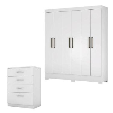 Imagem de Cômoda Astral e Guarda Roupa Casal Verso Branco - Demóbile