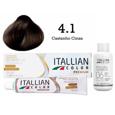 Imagem de Coloração 4.1 Castanho Cinza + Oxi 06 Volumes 90ml  Itallian Color - I