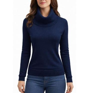 Imagem de Suéter Blusa De Frio Feminino Modal Gola Alta Facinelli, Marinho 65125