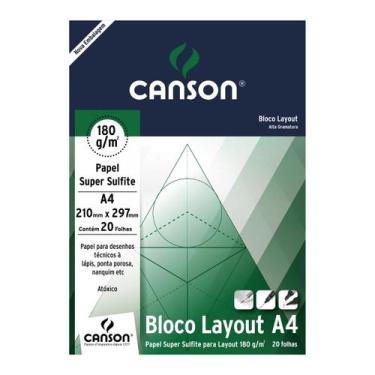 Imagem de Bloco Papel Canson Layout Técnico A4 20 Folhas 180g
