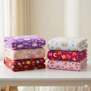 Imagem de Kit 3 Unidades Manta Para Bebê Fleece Sortidas Infantil Inverno Estamp