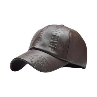 Imagem de Boné Vintage Masculino De Couro PU Ajustável, Estilo Trucker, Quente P