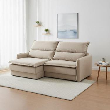 Imagem de Sofá Retrátil 2 Lugares 180cm Colômbia Reclinável Braço Slim Veludo Be