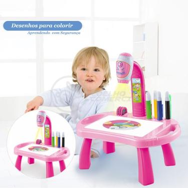 Imagem de Projetor para Desenho Infantil Robo Rosa com Mesa de Desenhos Interativos para Aprendiz...