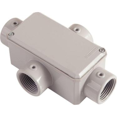 Imagem de Condulete Tipo X 1 Polegada Fixo com Tampa com Rosca NPT Alumínio Cinza Tramontina