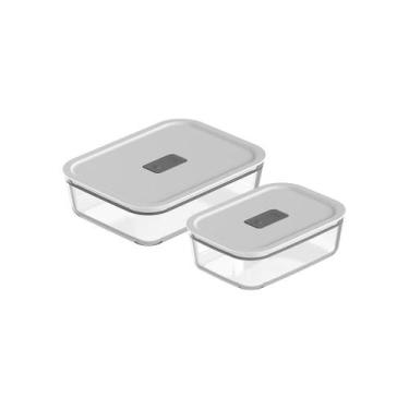 Imagem de Kit de Potes de Vidro Herméticos Ou 2 Peças Linha Fresh Lock, Branco