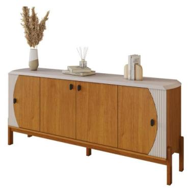 Imagem de Buffet Heras 181 cm  4 Portas, Pés de Madeira e Detalhe Frisado - Top 