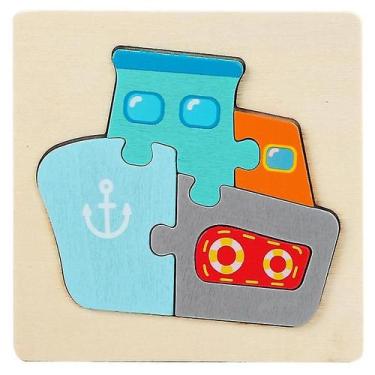 Imagem de Puzzle Toy Montessori Wooden 3D Quebra-cabeça para crianças e animais 
