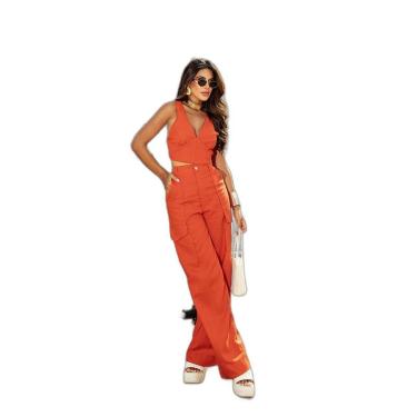 Imagem de CALÇA VISCOSE CARGO FEMININA ALFAIATARIA 90543
 GG LARANJA UNICA-Feminino