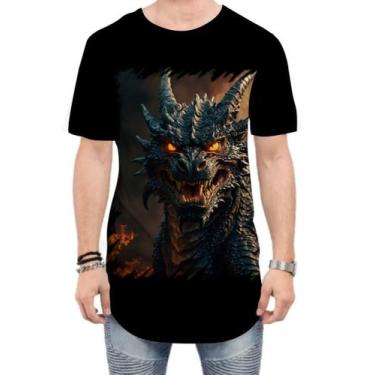 Imagem de Camiseta Longline Dragão Dragon Chamas Infernal Fogo 4 - Kasubeck Stor